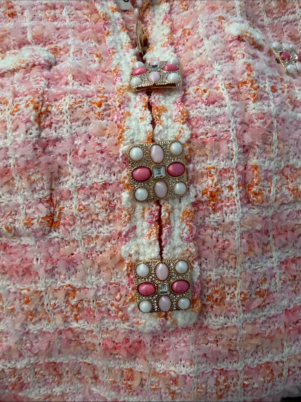 Self Portrait Tweed Long-Sleeve Dress with Decorative Buttons - Picture 7 of 7